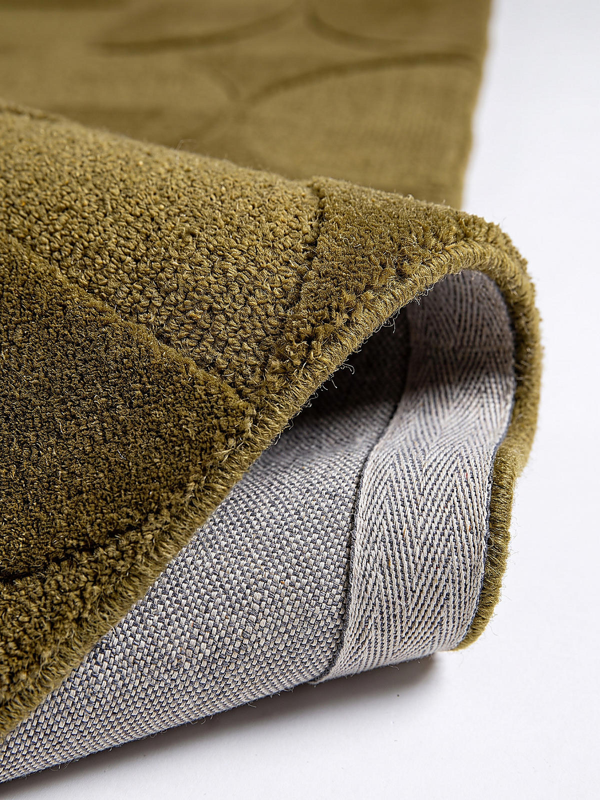 WOLLTEPPICH handgetuftet DEBEN, Kreis-Geometrie, Olivgrün, 120 x 170 cm - Grün, Textil (120/170cm) - KADIMA DESIGN