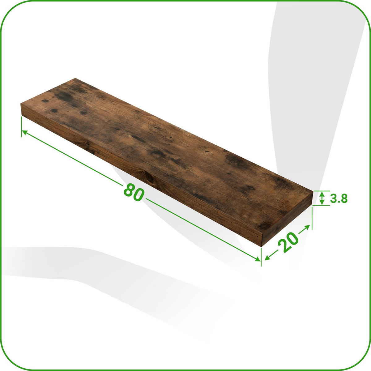 WANDREGAL Holzoptik Dunkelbraun 2er Set 80x20x4 cm - Dunkelbraun, Holzwerkstoff/Metall (80/3.8/20cm) - Begryf