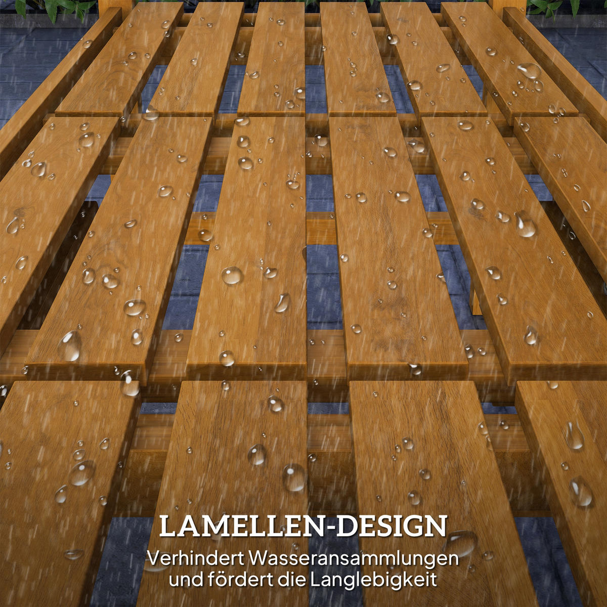 GARTENBANK aus Akazienholz 149/56,50/89 cm - Teakfarben, Holz (56.5/89/149cm) - Outsunny