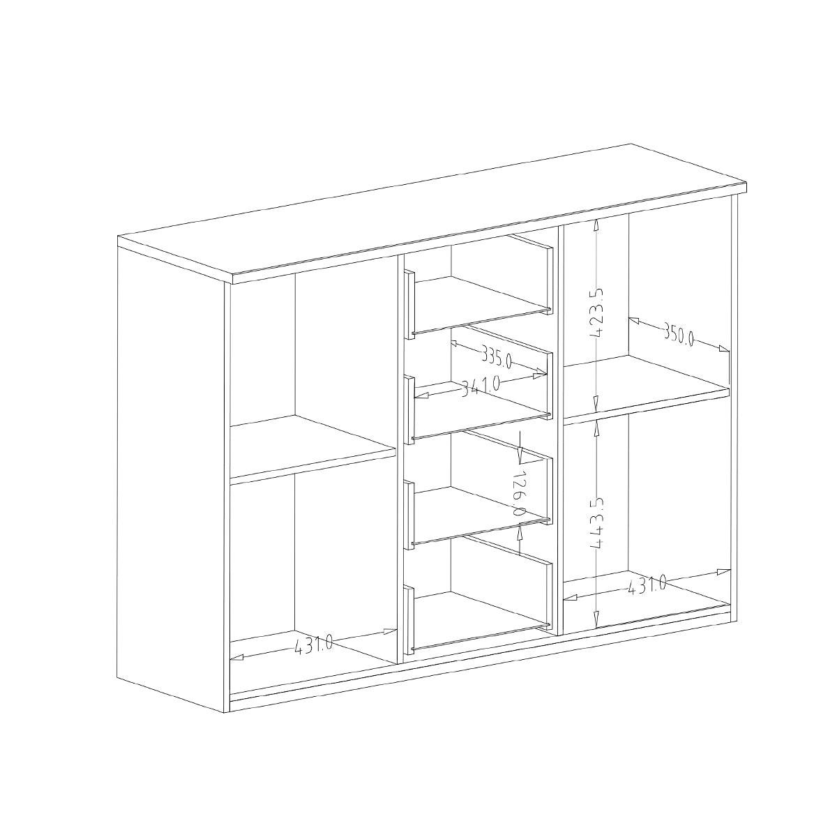 KOMODA Alec Tmavé drevo a čierna - hnedá, kompozitné drevo (132/94.1/40cm) - Petits-meubles