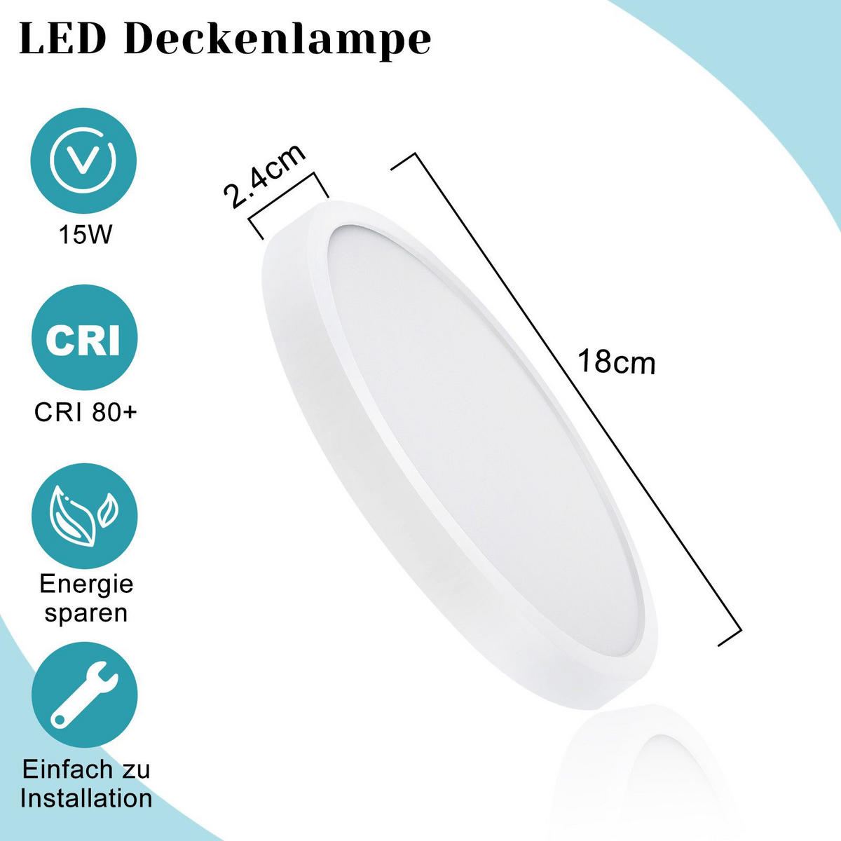 LED-DECKENLEUCHTE Warren 4000K-Neutralweiß 18/18/3 cm - Weiß, Kunststoff (18/18/3cm) - Nettlife