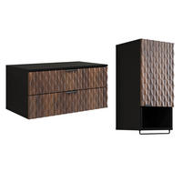 BADMÖBEL 81cm Nevia 2er-Set Holz und Schwarz - Schwarz, Holzwerkstoff (81/40/48cm) - Petits-meubles