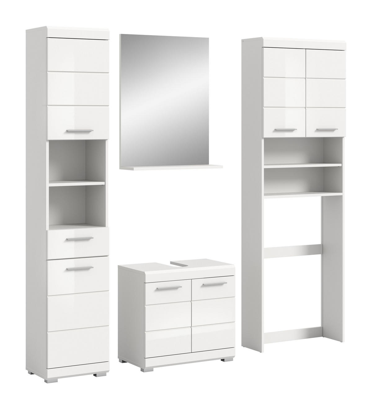 BADKOMBINATION 4tlg. Scout Bad in weiß Nachbildung und weiß hochglanz B/H/T: 190x191x34 cm - Weiß, Holz (190/191/34cm)