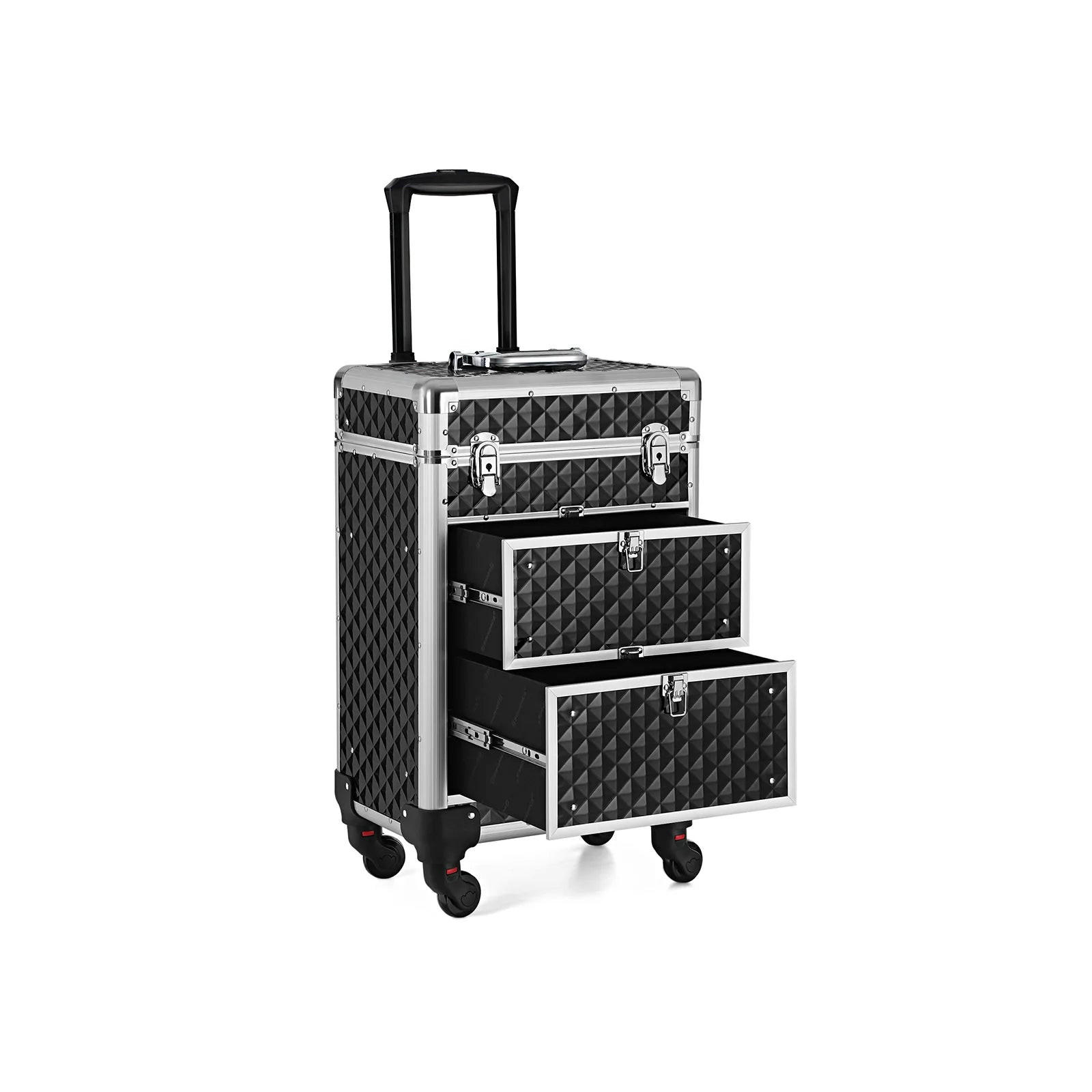 KOSMETIKKOFFER SCHMINKKOFFER - Schwarz, Holzwerkstoff (57/27/34cm) - Hansiro