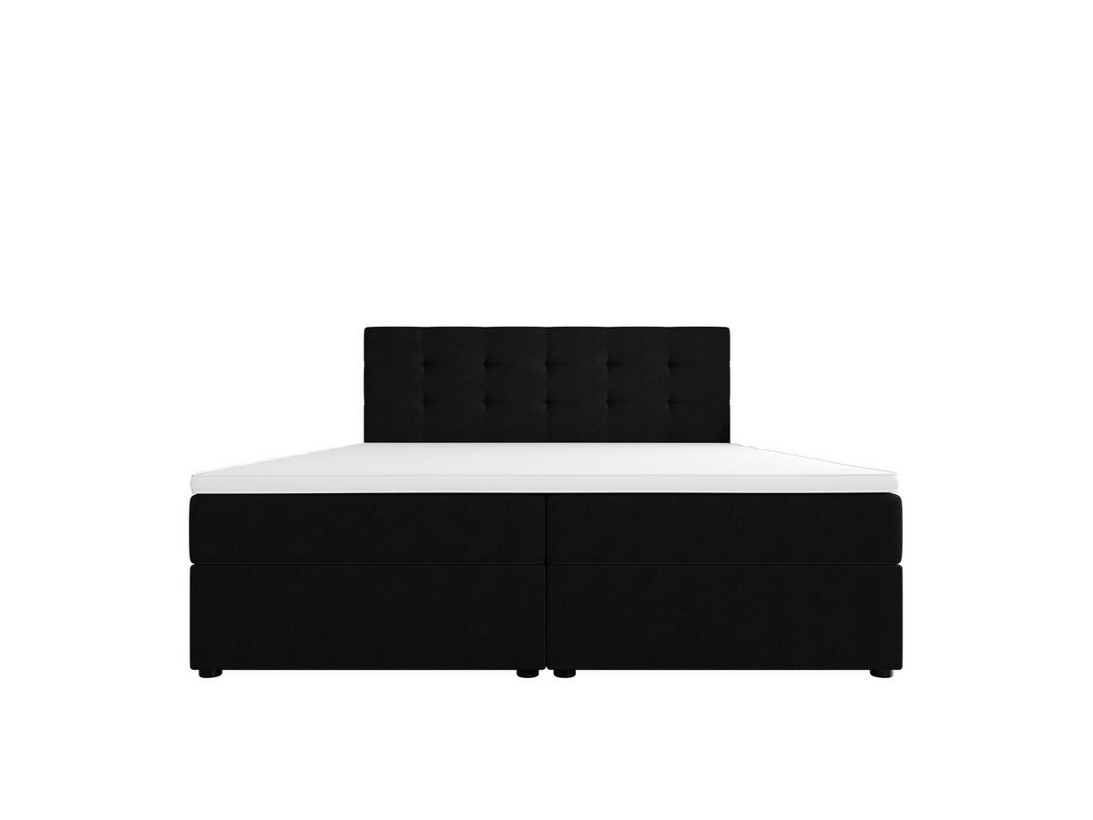 BOXBETT FADO 2 200x200, mit Matratze H3 und Topper, Cosmic 100 - Schwarz, Holz/Kunststoff (200/200cm) - Bedante