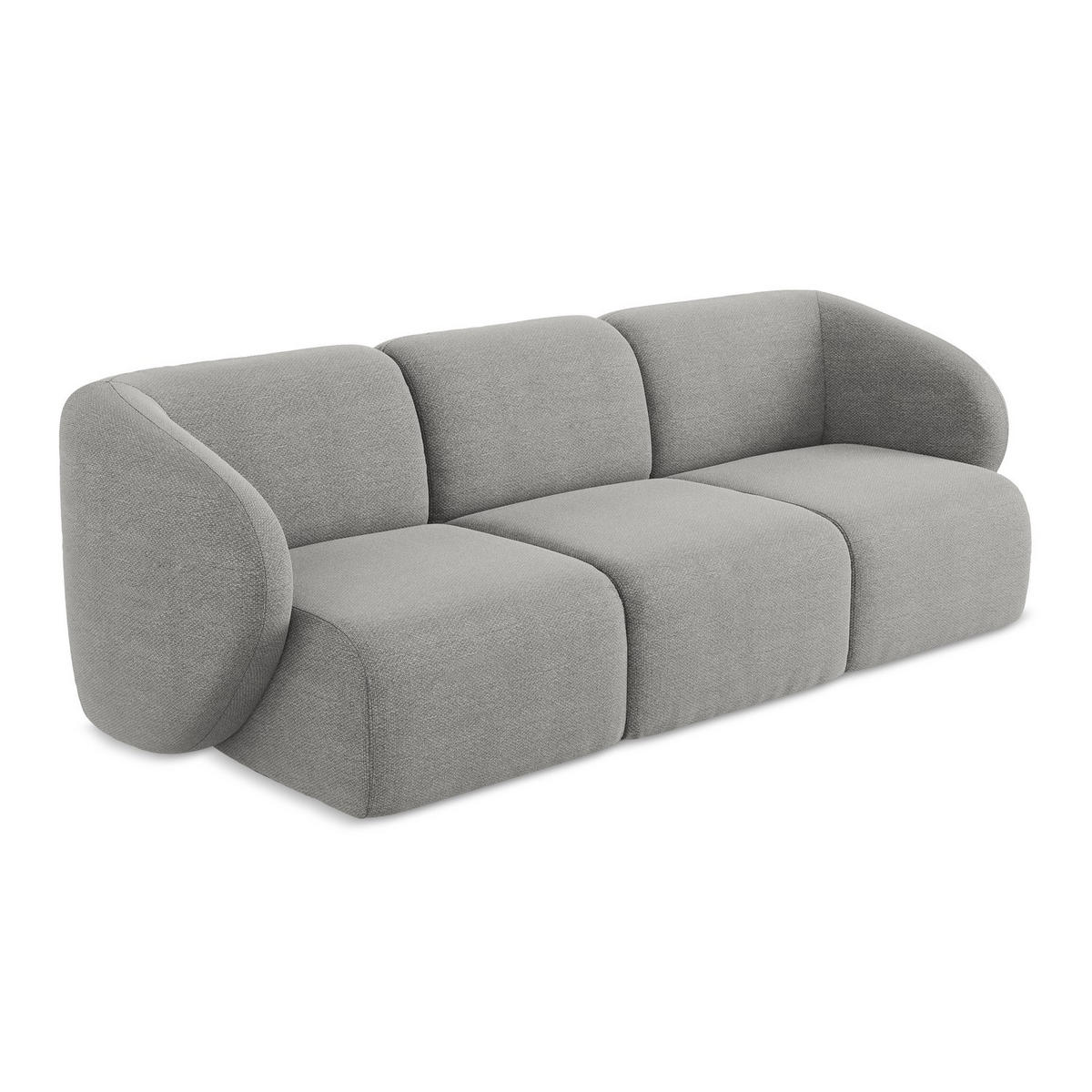 3-SITZER SOFA Bouclé Stoff Grau - Hellgrau/Schwarz, Holzwerkstoff/Kunststoff (244/75/94cm) - LaMiaSofa