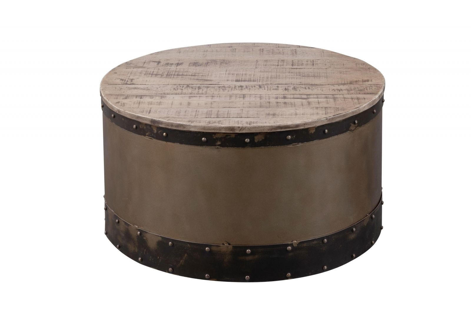 COUCHTISCH rund Mango 78x78x43 braun lackiert HEAVY INDUSTRY #263 - Braun, Holz (78/78/43cm) - Massivmoebel24