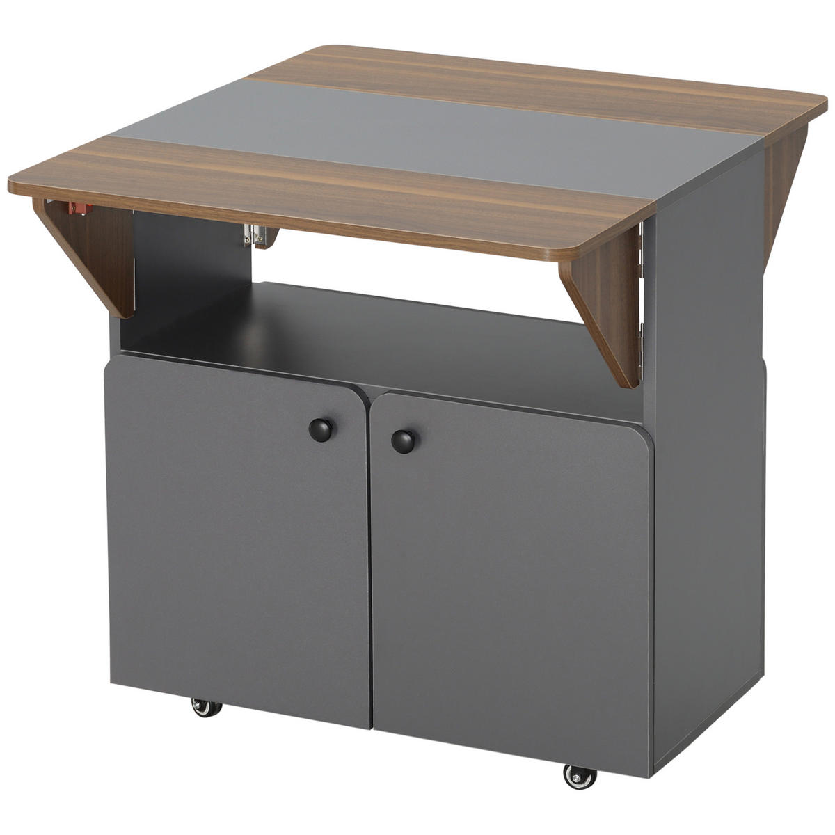 ESSTISCH Klappbar DE-08402 zwei klappbare Seiten, 4 Rollen Grau - Grau, Holzwerkstoff (70/83/75cm) - ComfortXL
