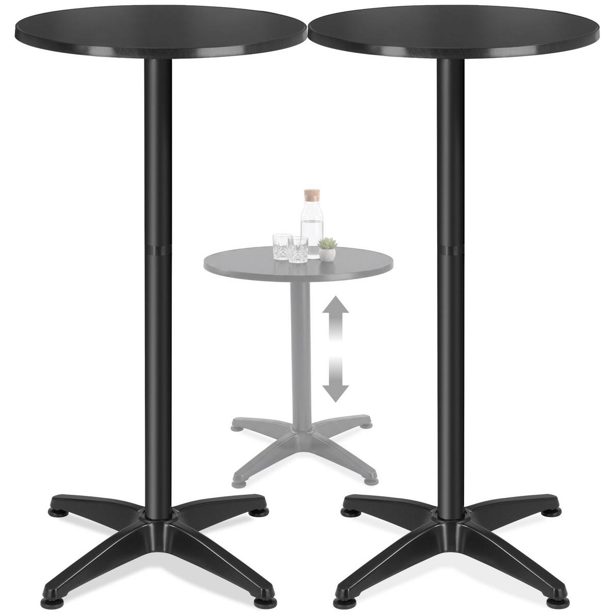 BISTROTISCH aus Aluminium Frederic, höhenverstellbare Kunststofffüße, schwarz - Schwarz, Holz (67/67/110cm) - tectake