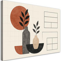 LEINWANDBILD Vasen Blätter Minimalismus Geometrie 120x80cm - Beige, Textil (120/80cm) - Feeby