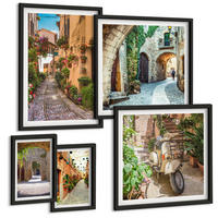 BILDER SET 5er Set - 50x50 cm & 20x30 cm & 40x60 cm Schwarzer Rahmen - Porträts von Frauen mit Lippen - Schwarz, Kunststoff (40/60cm) - TULUP
