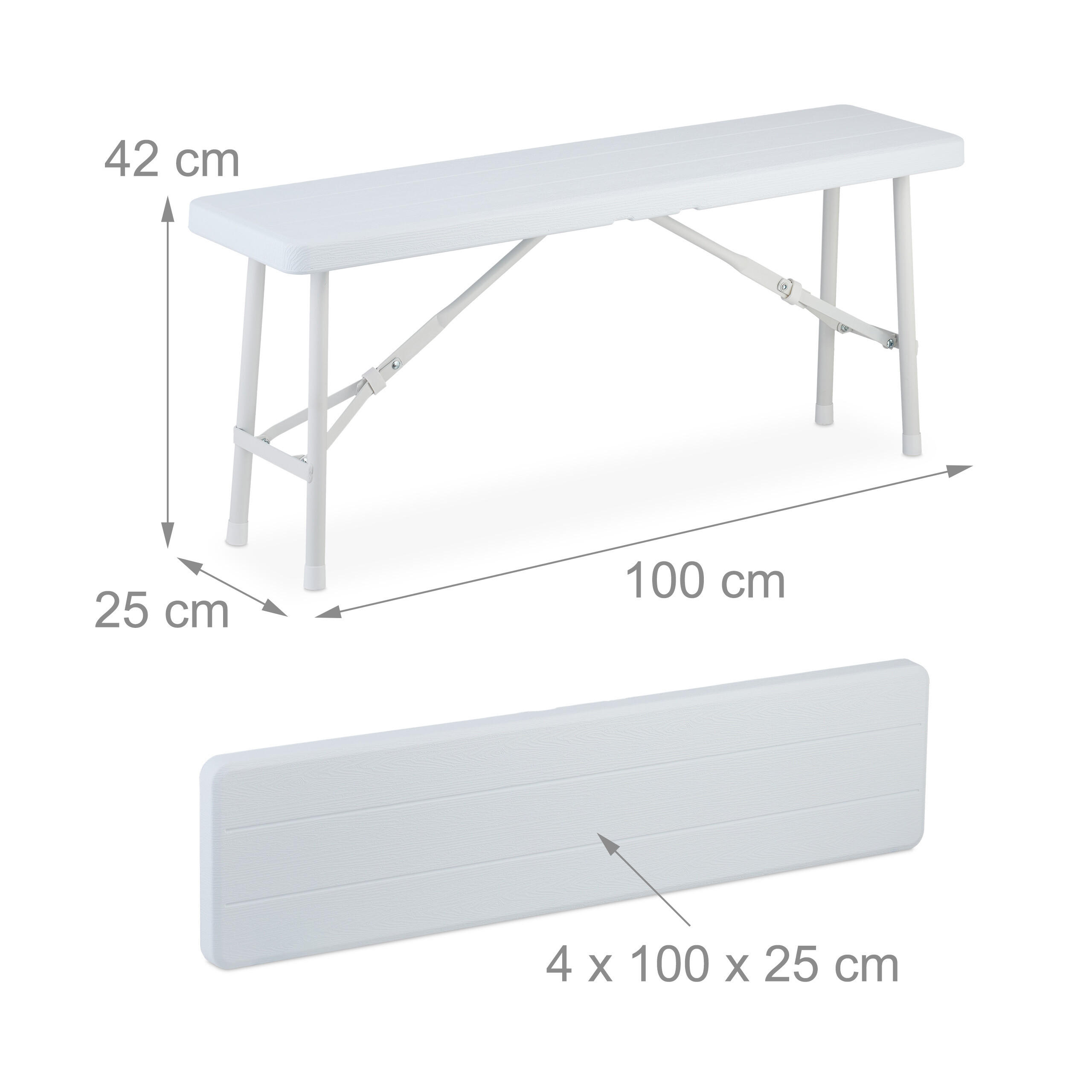 Thumbnail - Relaxdays 2Xbierbank, Weiß, Kunststoff, Metall, Gartenmöbel, Gartenmöbel-Sets