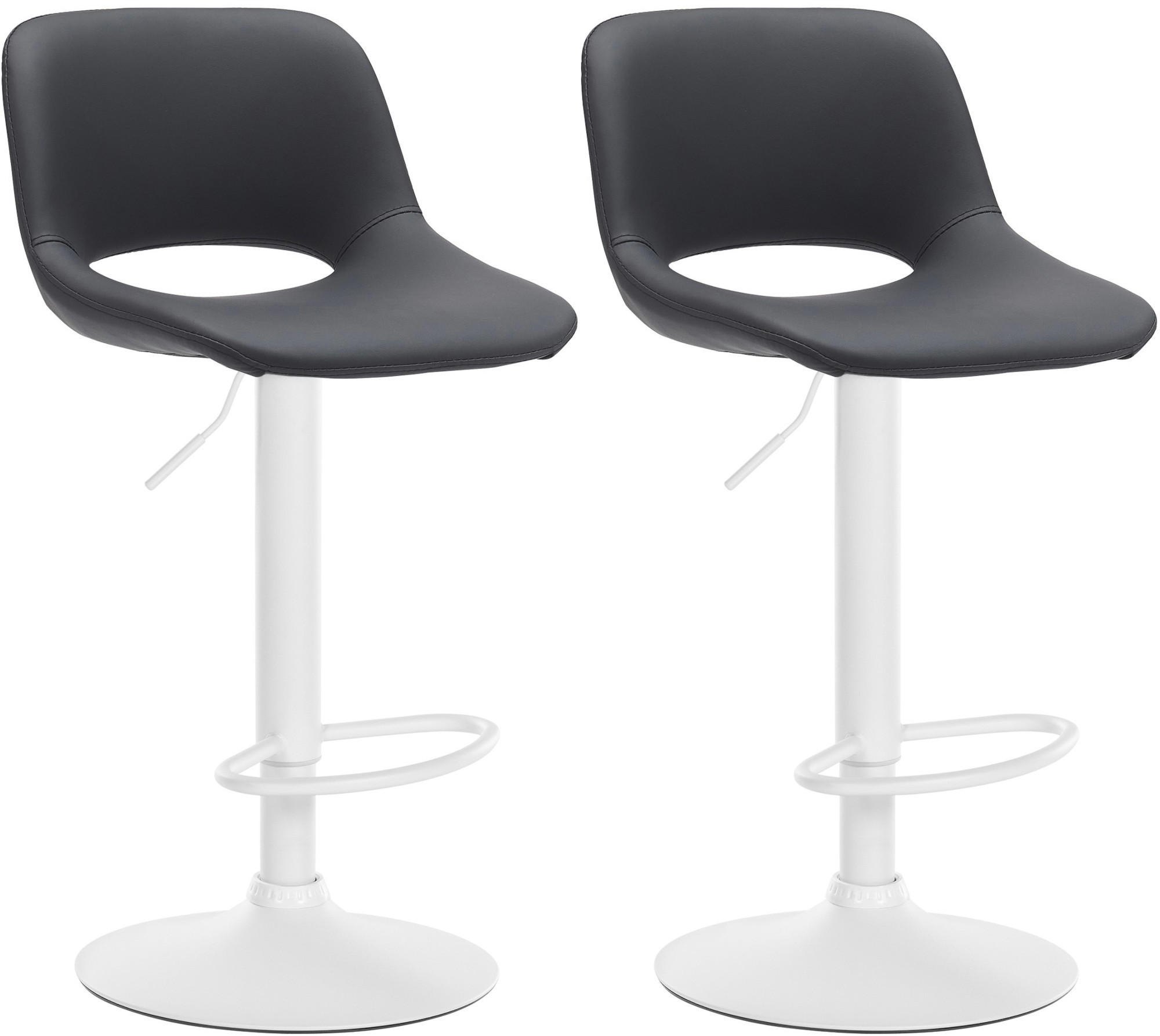 BARHOCKER 2er Set Lederlook schwarz - Schwarz/Weiß, Textil/Metall (42/86/46cm) - CLP