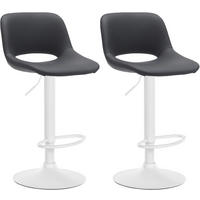 BARHOCKER 2er Set Lederlook schwarz - Schwarz/Weiß, Textil/Metall (42/86/46cm) - CLP