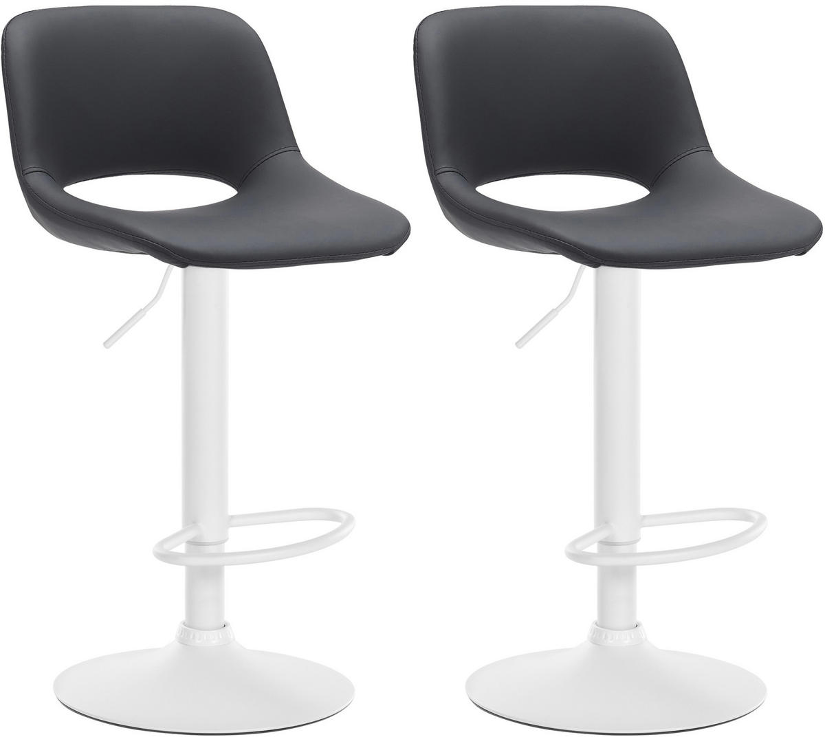 BARHOCKER 2er Set Lederlook schwarz - Schwarz/Weiß, Textil/Metall (42/86/46cm) - CLP
