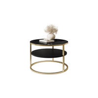 COUCHTISCH CIRI SLIM GLASS Ø60/40 cm gebürstetes Gold / schwarzes Glas - Goldfarben/Schwarz, Glas/Holzwerkstoff (60/60/40cm) - Lookway