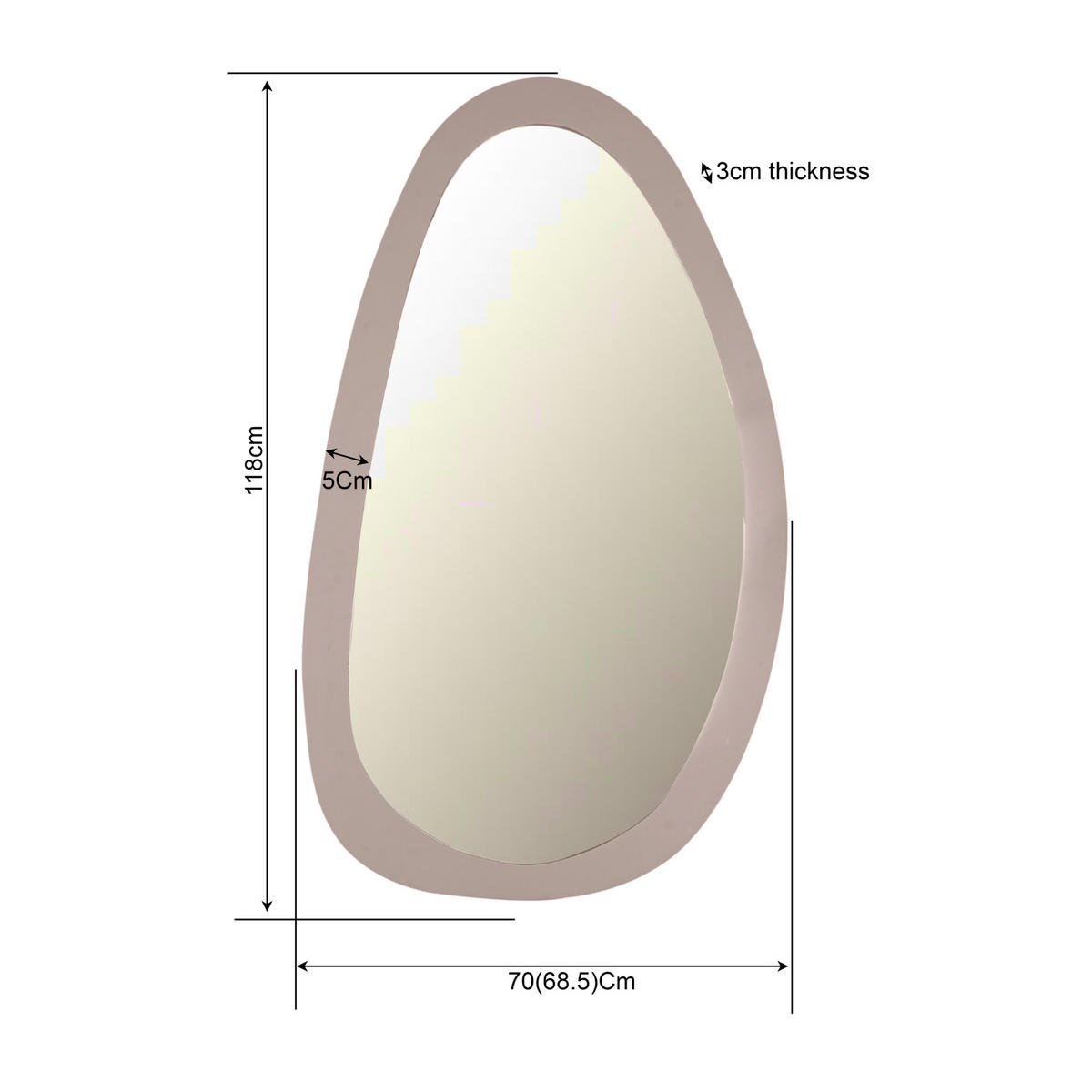 SPIEGEL Lou Beige 3/118/68 cm - Beige, Holz (118/68/3cm) - Starfurn