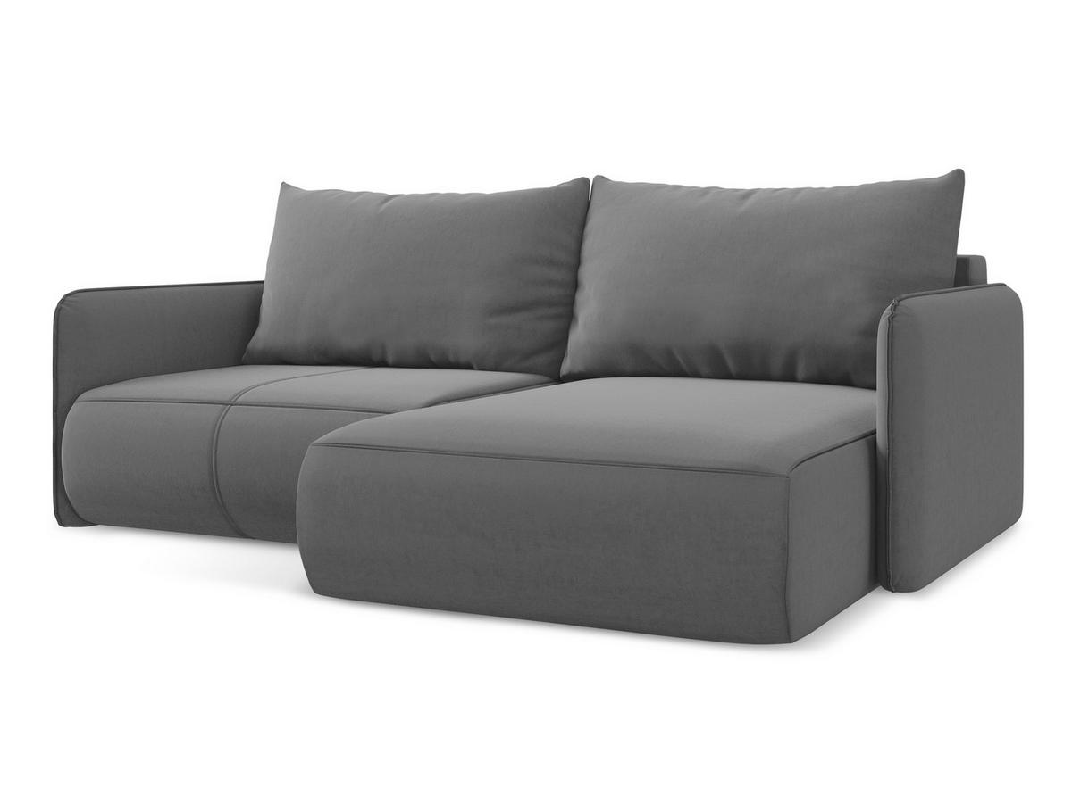 ECKSOFA mit Schlaffunktion Samt Stoff Grau - Schwarz/Grau, Kunststoff/Textil (207/148cm) - Makamii