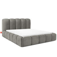 POLSTERBETT MERIDE Chenille, Dunkelgrau - Dunkelgrau/Schwarz, Holz/Textil (160/200cm) - KONSIMO®