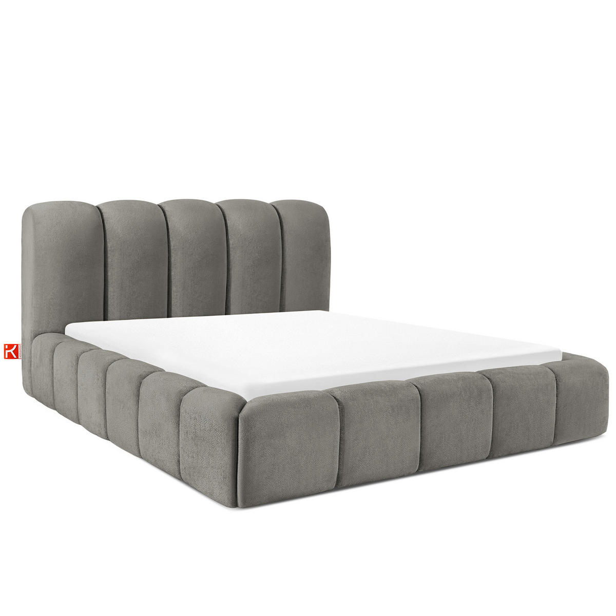 POLSTERBETT MERIDE Chenille, Dunkelgrau - Dunkelgrau/Schwarz, Holz/Textil (160/200cm) - KONSIMO®