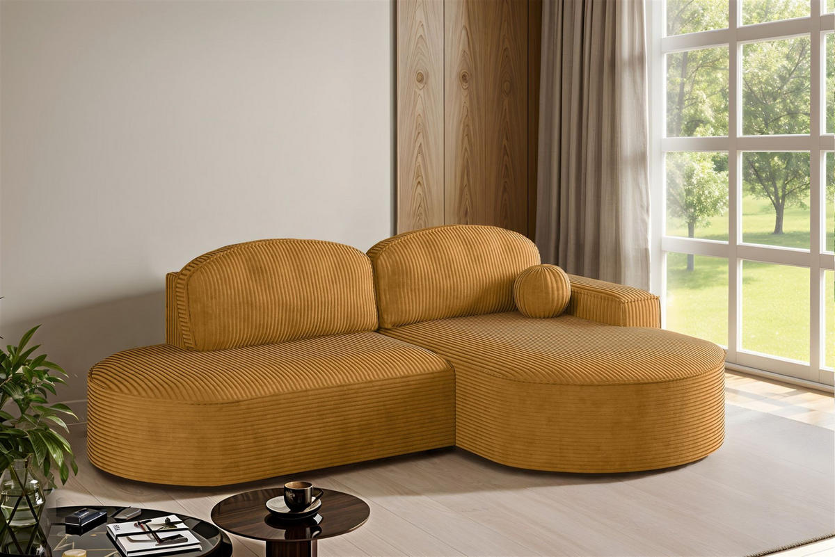 ECKSOFA Girona Mit Schlaffunktion - Gelb, Holzwerkstoff/Textil (278/179cm) - Fun Möbel