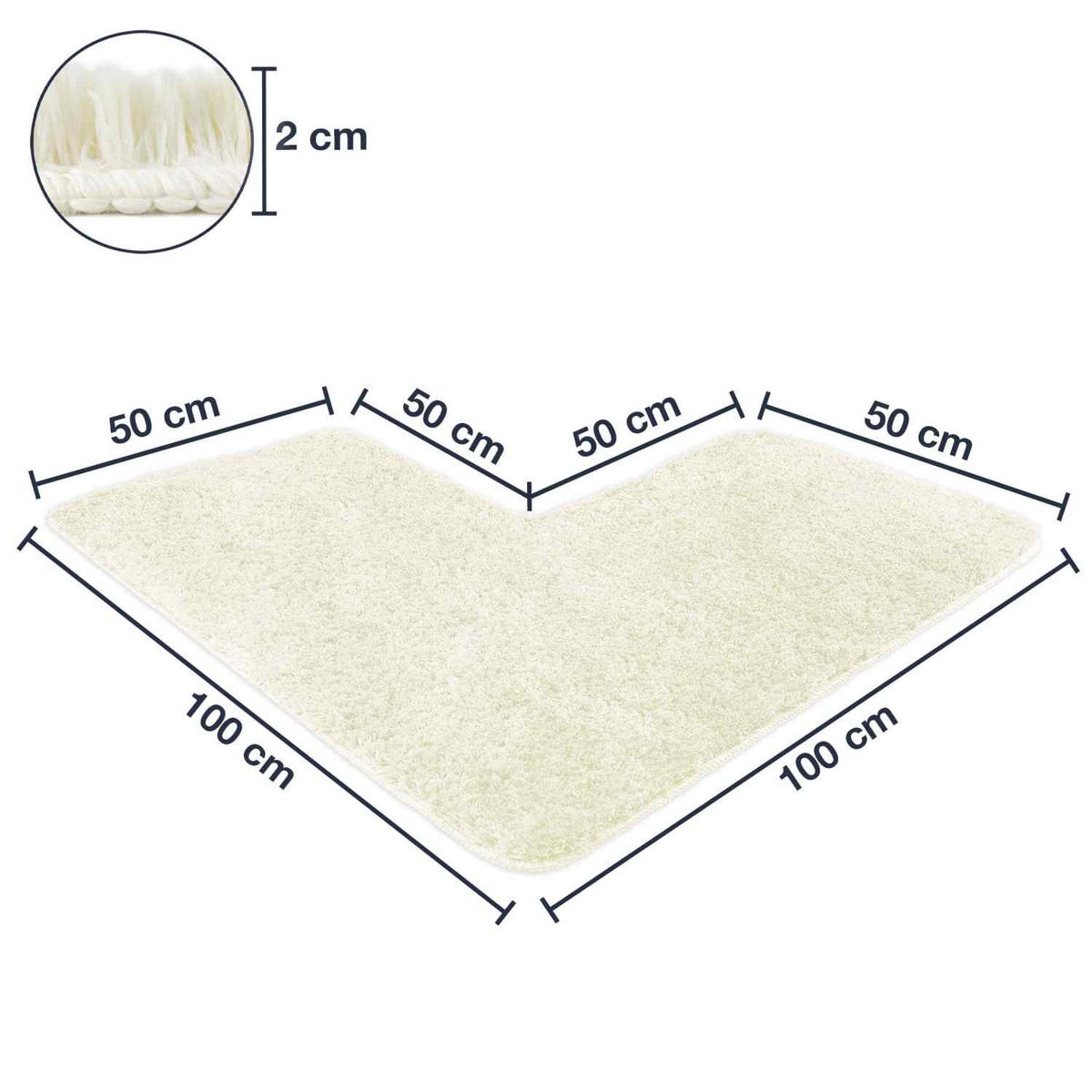 ECKBADEMATTE Florenz - Creme, Textil (100/100cm) - WohnDirect