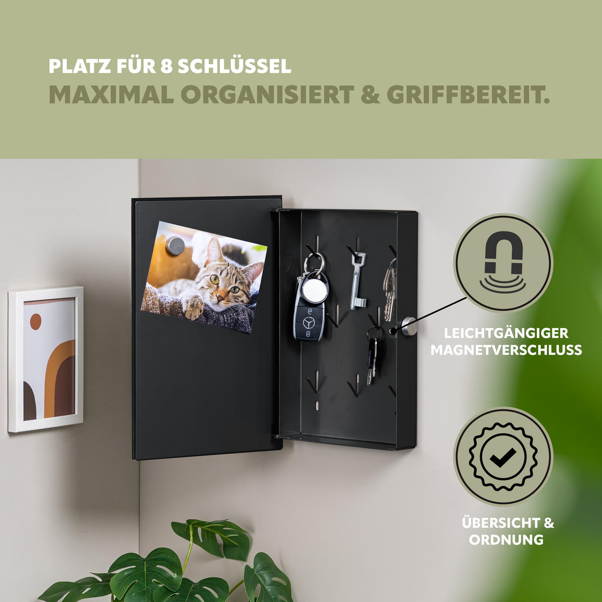 SCHLÜSSELKASTEN komplett schwarz - Schwarz Hochglanz, Metall (20/30/5cm) - bremermann