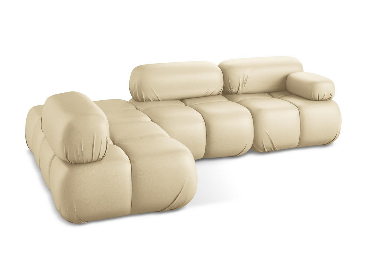 ECKSOFA Links Kunstleder Beige - Beige/Schwarz, Leder/Kunststoff (190/285cm) - Makamii