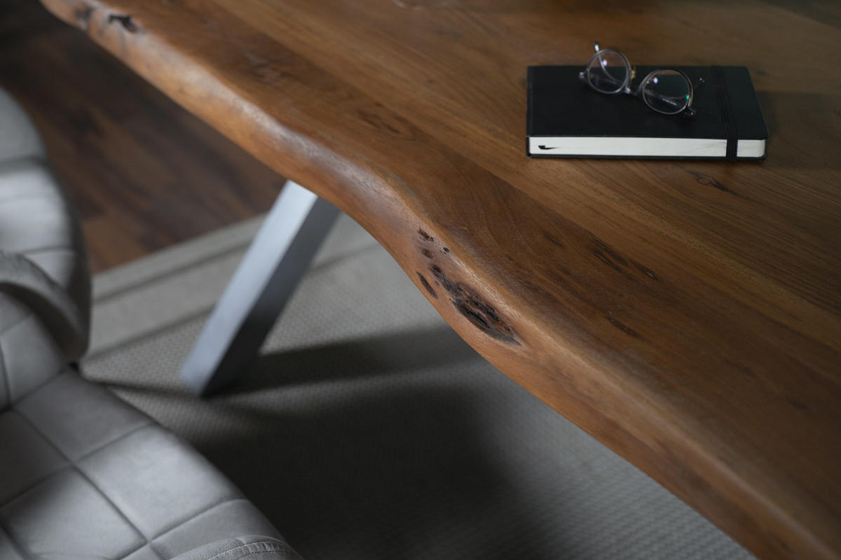 ESSTISCH CALI - Silberfarben/Braun, Holz/Metall (100/200/77cm) - SAM