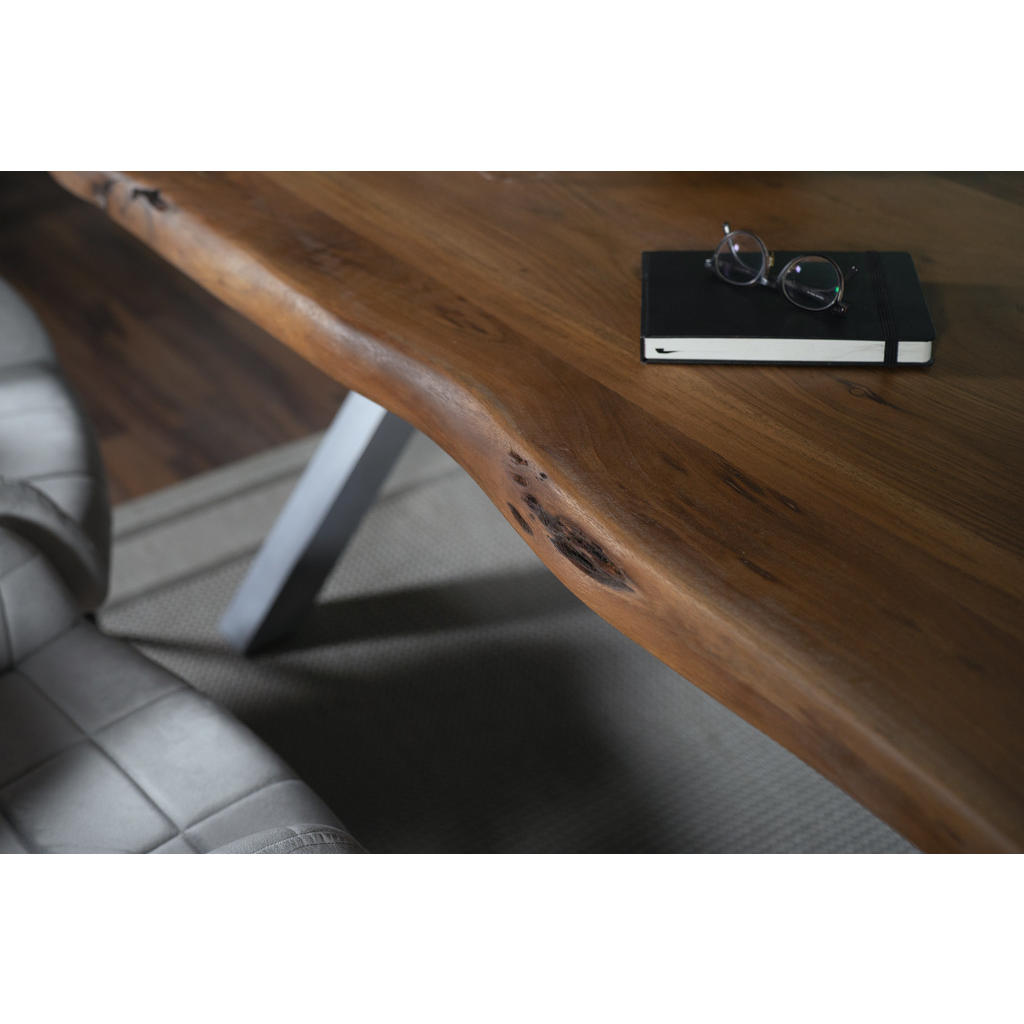 Thumbnail - SAM Esstisch, Nussbaum, Silber, Holz, Echtholz,Akazie, Rechteckig,Quadratisch, X-Form, 300x77x100 cm, Esszimmer, Tische,...