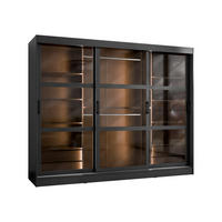 KLEIDERSCHRANK Norlio 250 mit LED Beleuchtung - Silberfarben/Schwarz, Holzwerkstoff/Kunststoff (250/203/65cm) - MIRJAN24