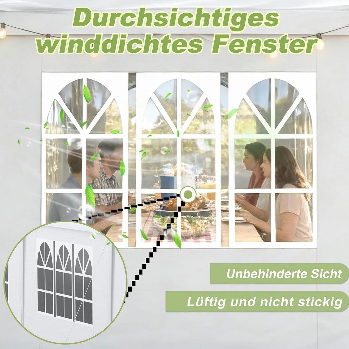 GARTENZELT 3 x 6 m Wasserdicht mit 6 Seitenwänden Weiß - Weiß, Textil (600/250/300cm)