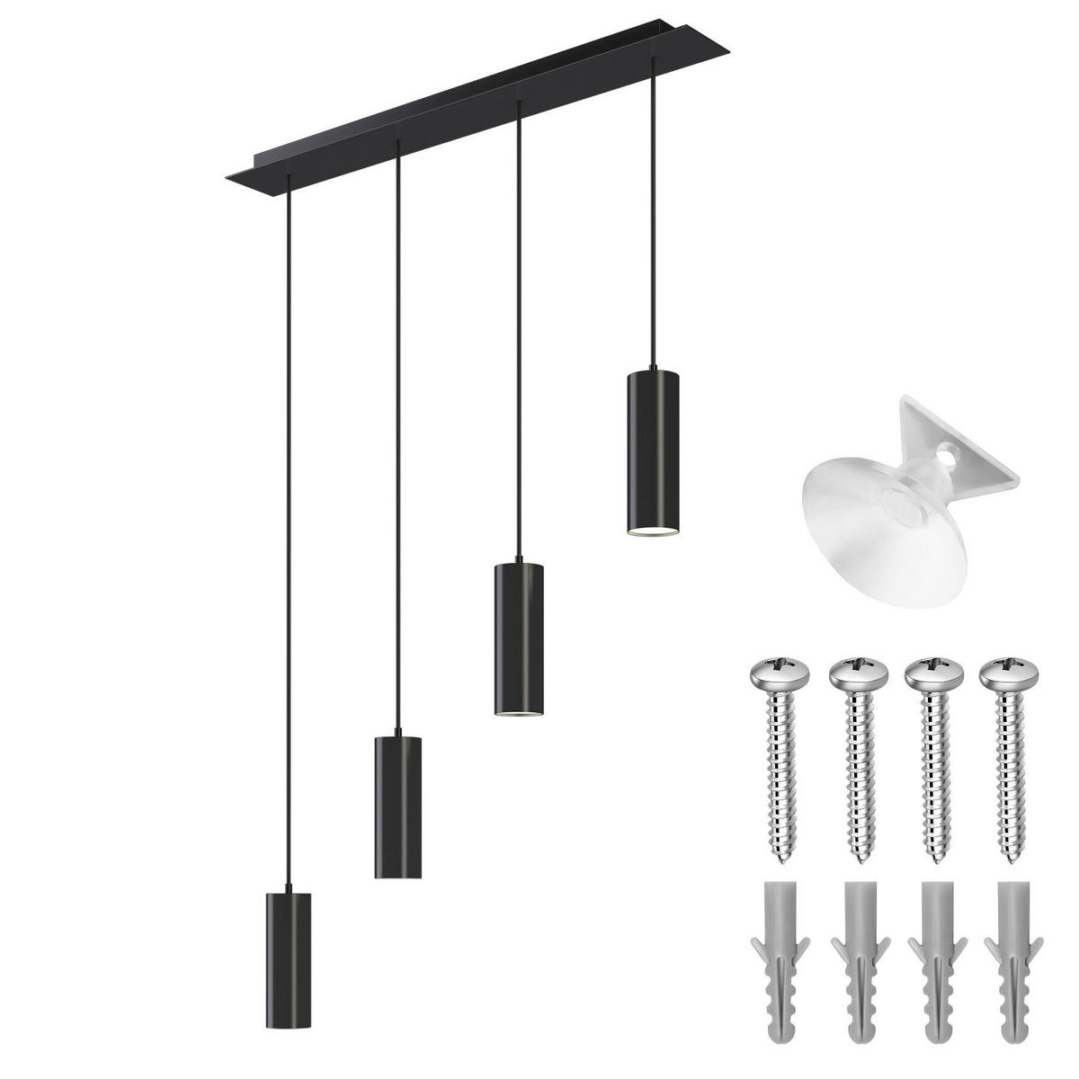 HÄNGELEUCHTE Lumea,75 x 9 x 146 cm ,schwarz - Schwarz, Metall (9/75/146cm) - tectake