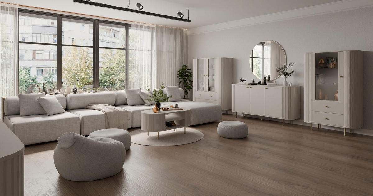 LOWBOARD mit zwei Türen beige OVIO - Beige, Holzwerkstoff (123/50/42cm) - Compleo24