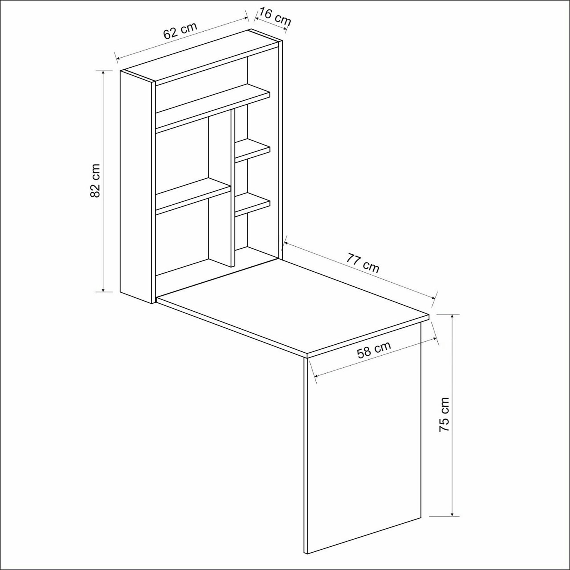 WANDKLAPPTISCH Greve - Walnussfarben/Weiß, Holzwerkstoff (77/75/58cm) - [en.casa]