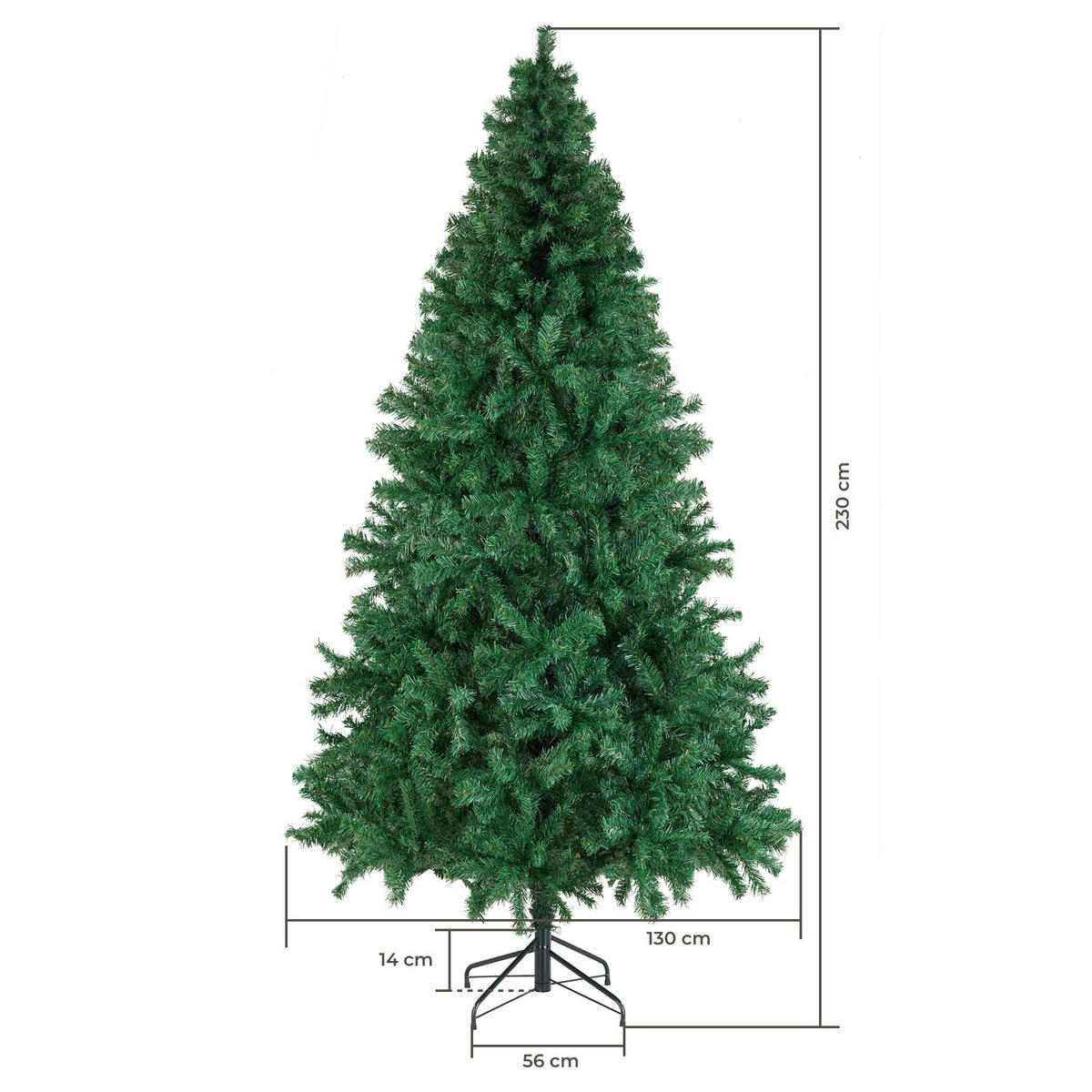 WEIHNACHTSBAUM Dasher, pulverbeschichteter Metallständer mit Kunststoffkappen , grün - Grün, Kunststoff (230cm) - tectake