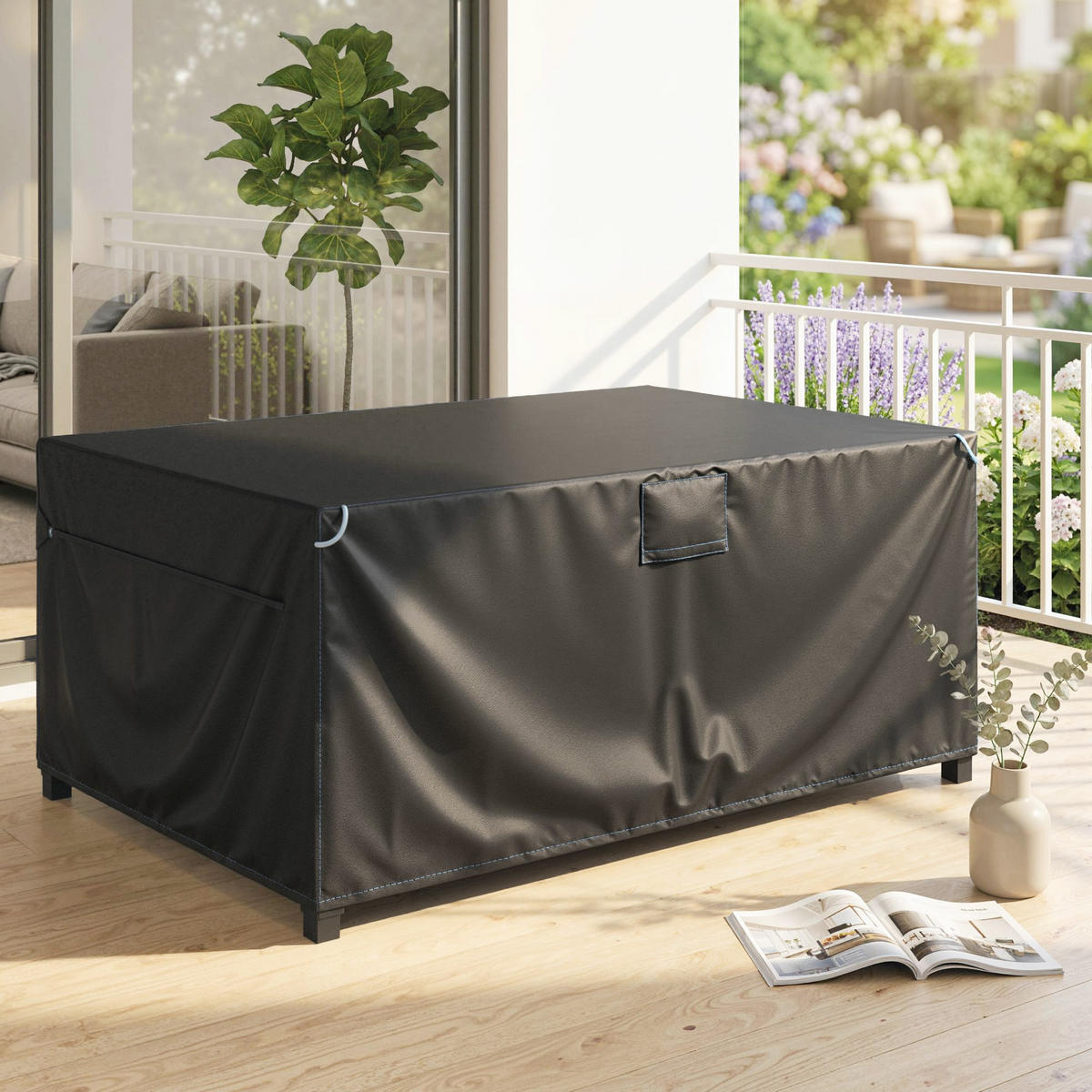 SCHUTZHÜLLE für Gartenmöbel DE-09932 Schwarz - Schwarz, Textil (120/74/180cm) - ComfortXL