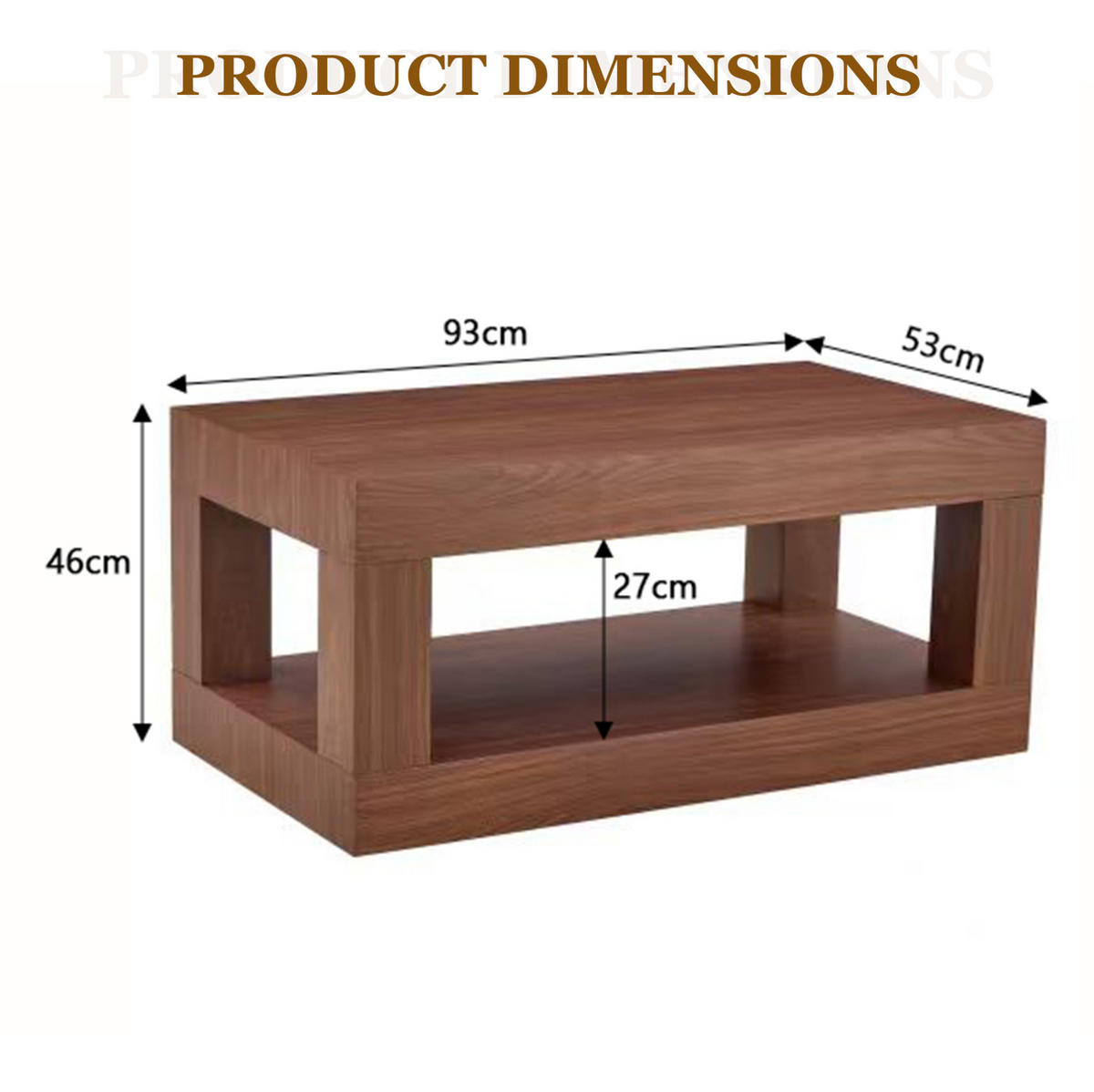 COUCHTISCH 93/53/46 cm mit 2 Ebenen, offenem Ablagefach und bodenschonenden Filzgleitern, Walnussfarben - Walnussfarben, Holzwerkstoff (93/53/46cm) - Redom