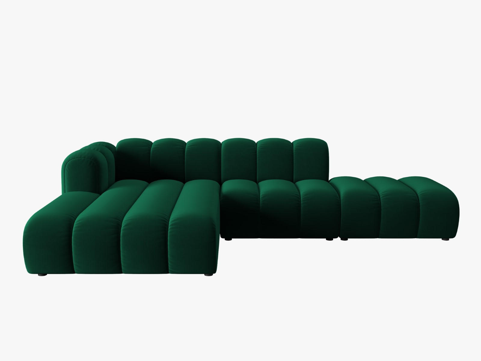 ECKSOFA modular links Lupine aus Samt flaschengrün 5 Sitzplätze - Dunkelgrün, Textil (177/299cm) - Micadoni