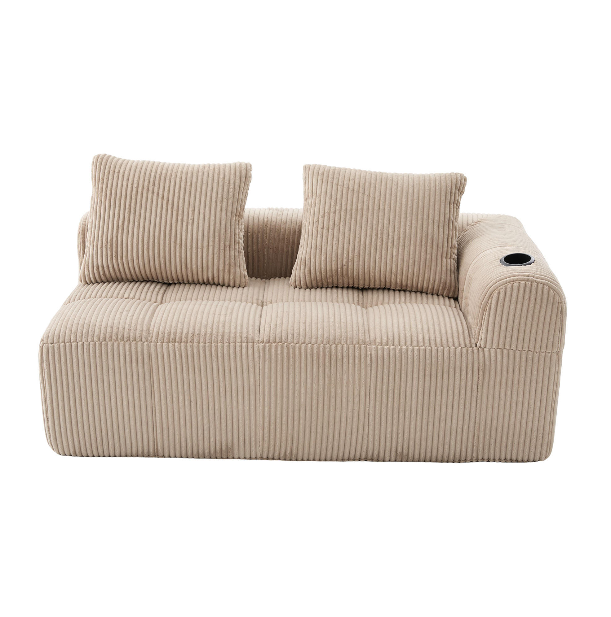 2-SITZER 158/93/61 cm Khaki aus Cordstoff mit Seitenfächern und Becherhaltern - Sandfarben, Textil (93/61/158cm) - OKMYHOME