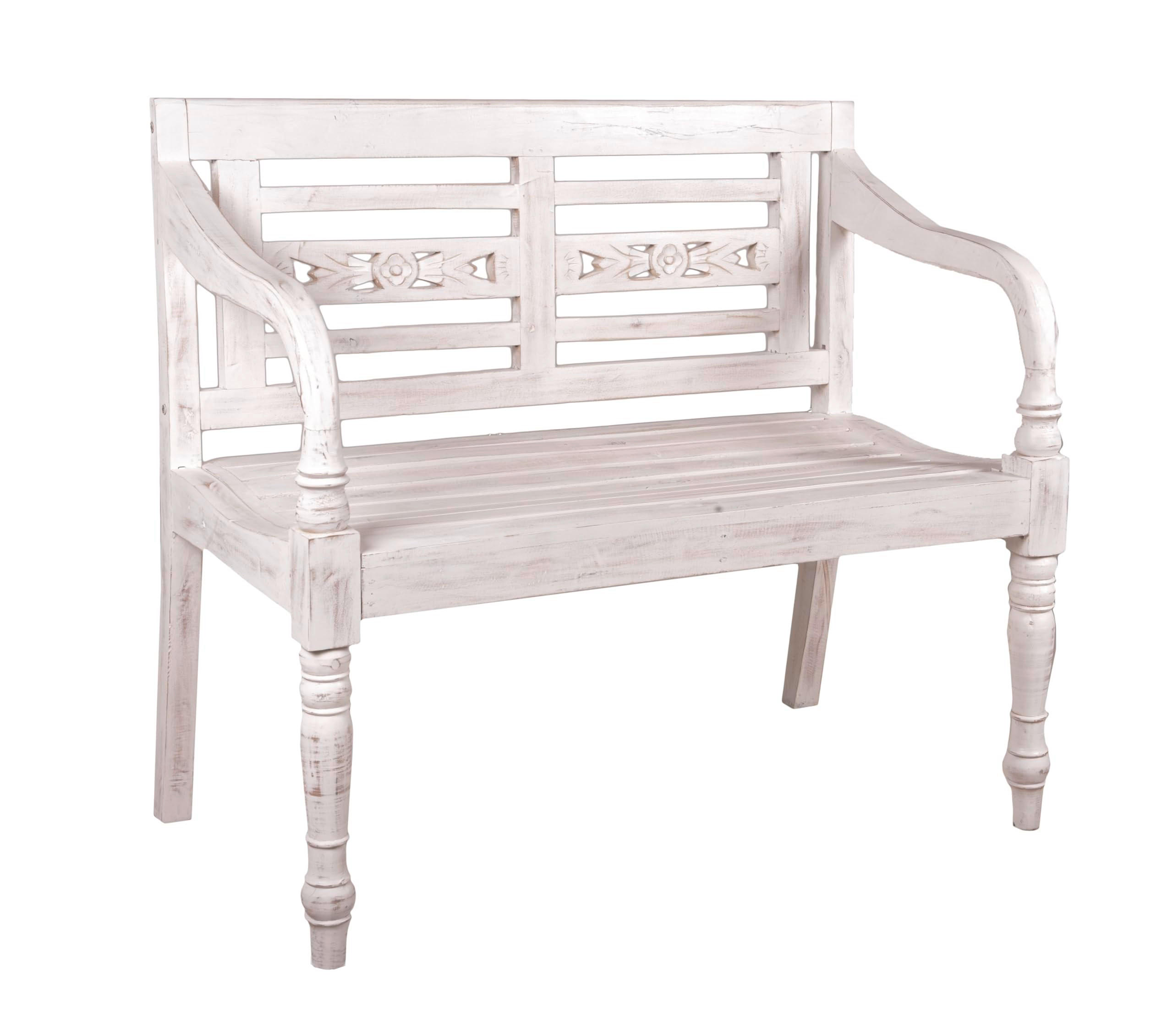 GARTENBANK Tomas Weiß 2-Sitzer Terrassenbank - Weiß, Holz (100/90/52cm) - DELUKE