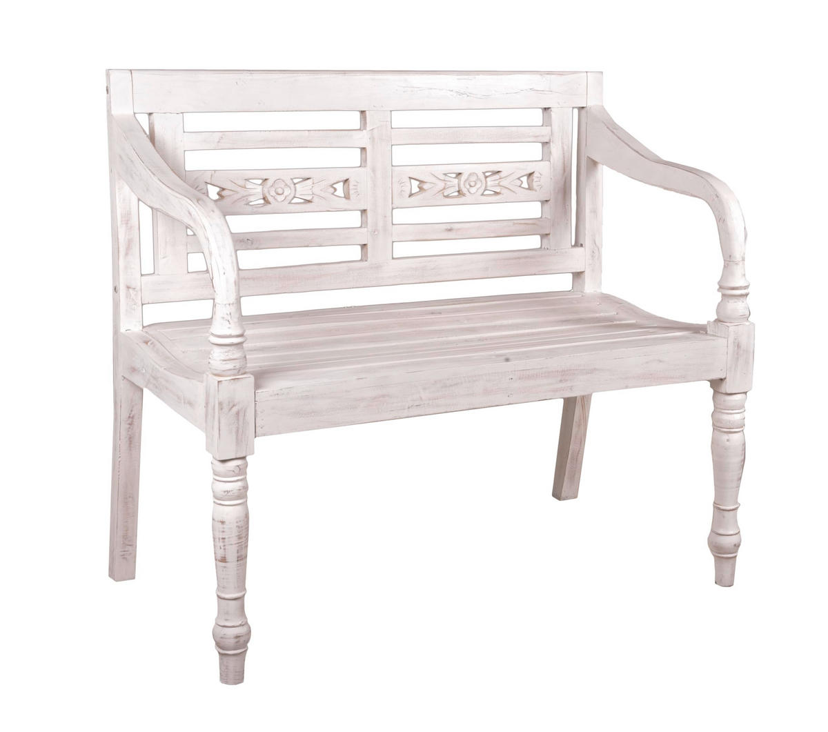 GARTENBANK Tomas Weiß 2-Sitzer Terrassenbank - Weiß, Holz (100/90/52cm) - DELUKE