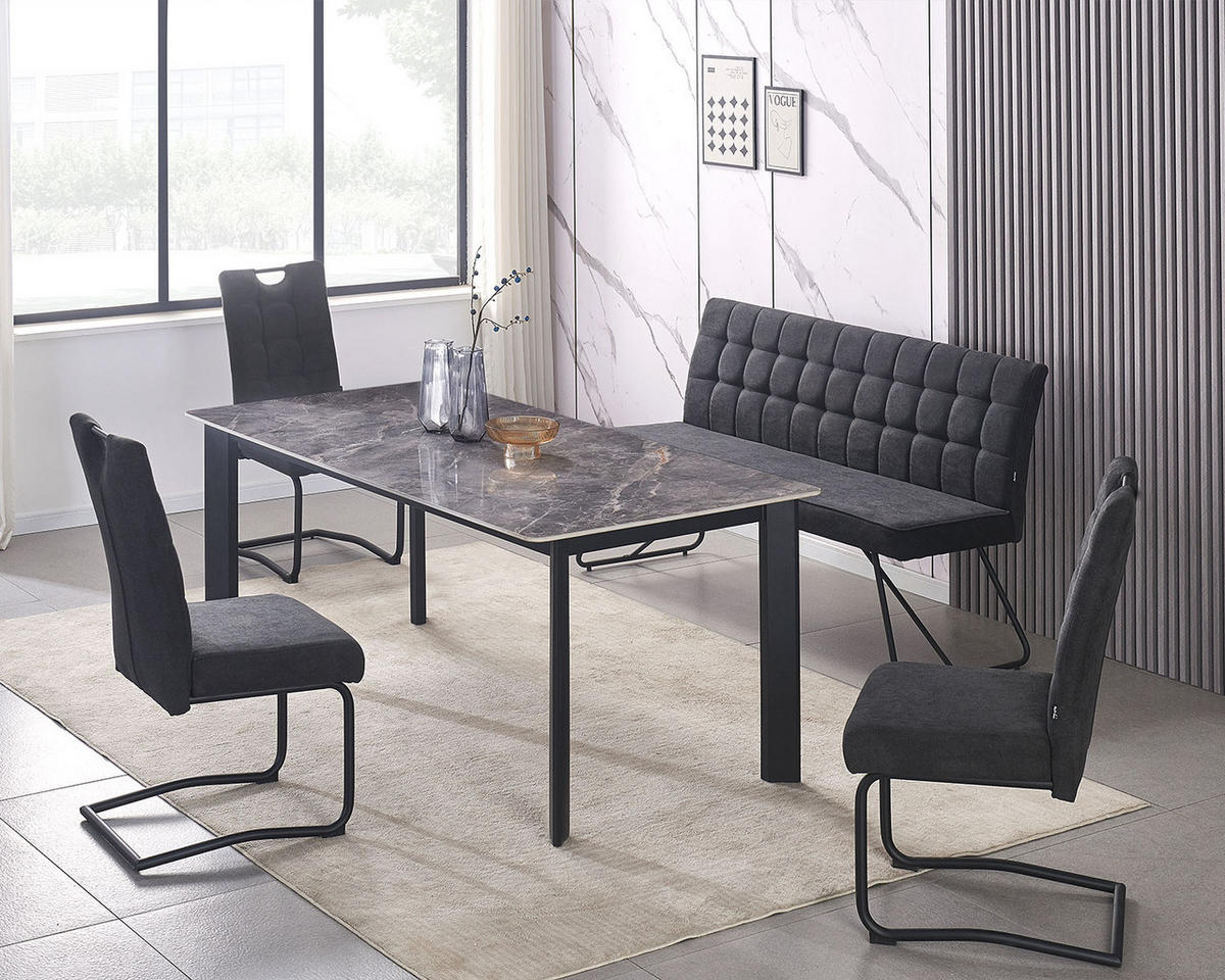 SITZBANK LINA 160 cm Anthrazit - Anthrazit/Schwarz, Textil/Metall (160/88/61cm) - B&D Home