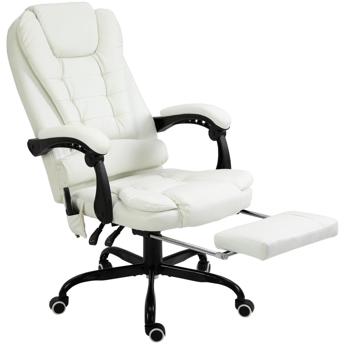CHEFSESSEL DE-11646 ergonomisch mit Massagefunktion & Fußstütze Weiß - Weiß, Metall (79/121/67cm) - ComfortXL