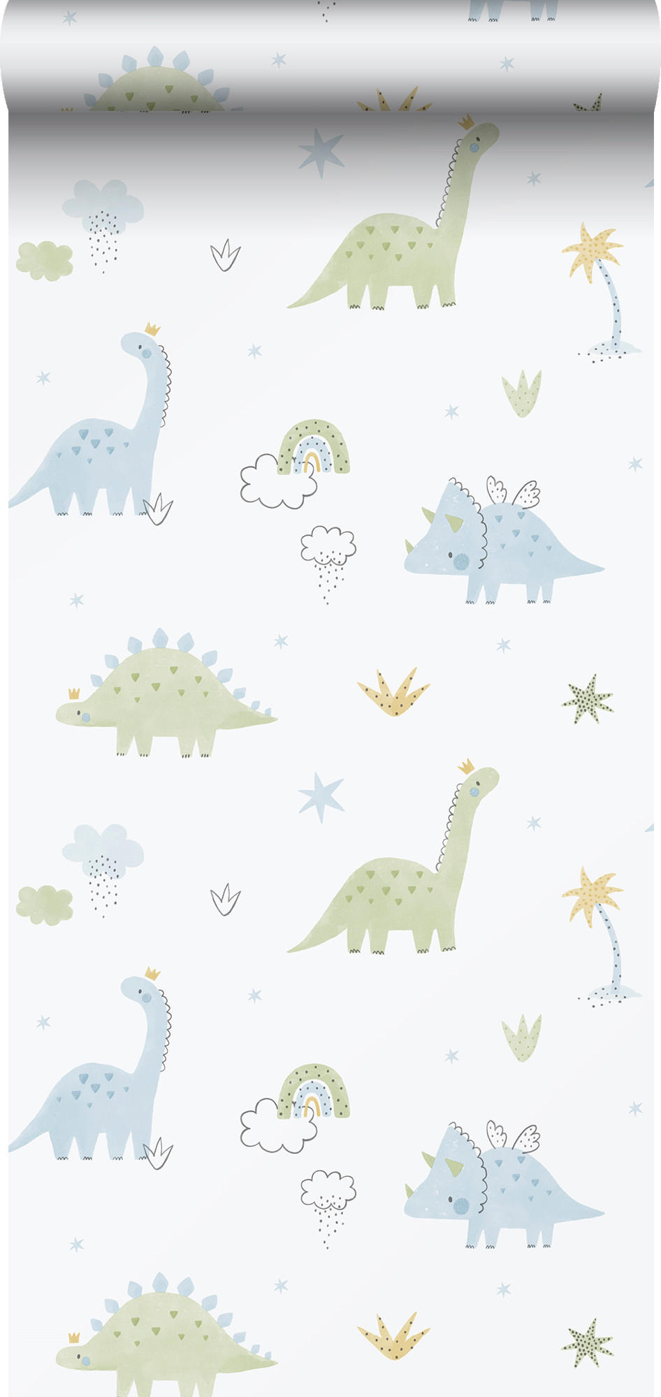 TAPETE Dinosaurier 53 cm x 10.05 m - Weiß, Papier (53/0.1cm) - Sanders & Sanders