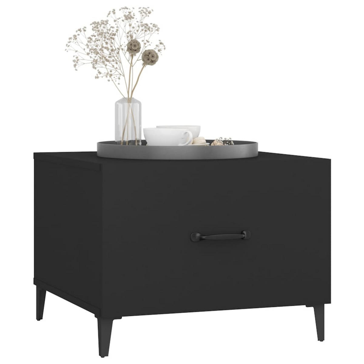 COUCHTISCHE mit Metallbeinen 2 Stk. Schwarz 50x50x40 cm - Schwarz, Holzwerkstoff (50/50/40cm) - furnicato