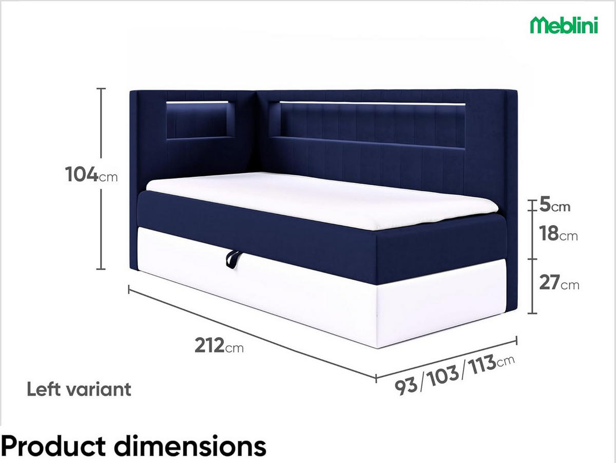 KINDERBETT GARETH 3 - Dunkelblau/Weiß, Holzwerkstoff (93/212cm) - Meblini