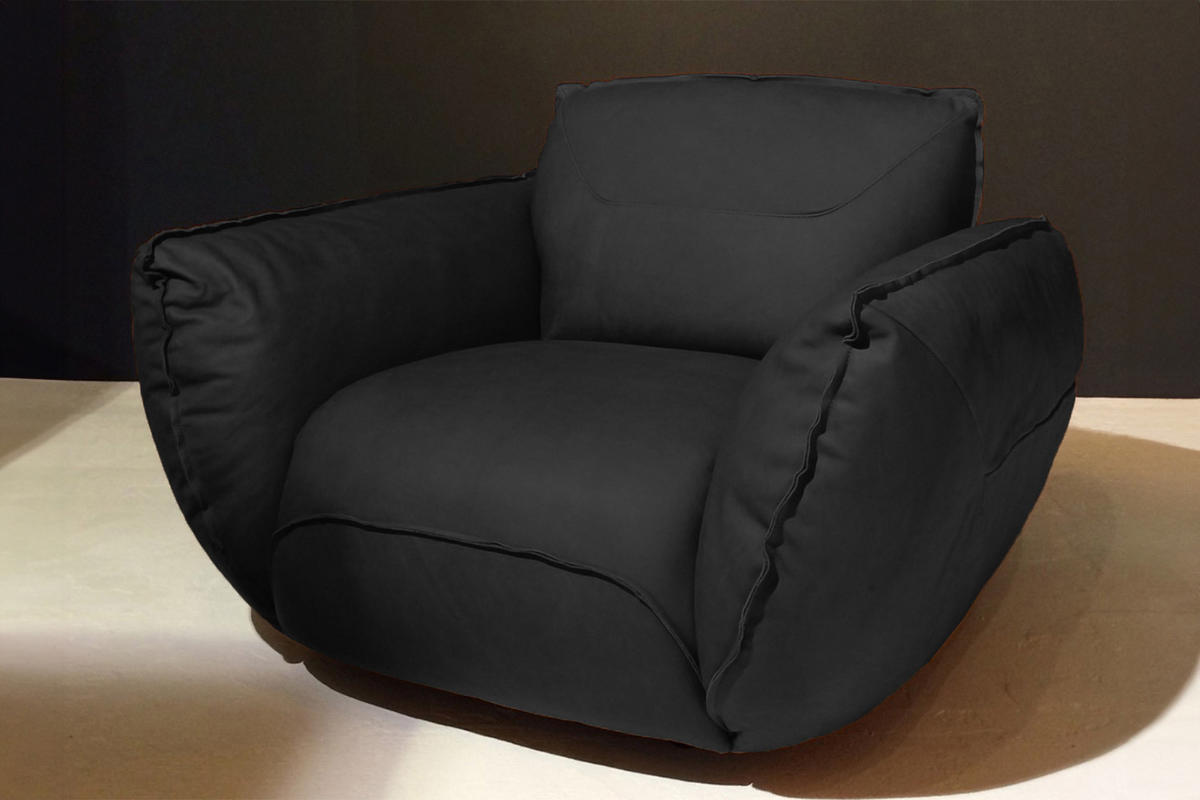 SESSEL DAVITO Schwarz Leder - Schwarz, Leder (128/88/108cm) - KAWOLA