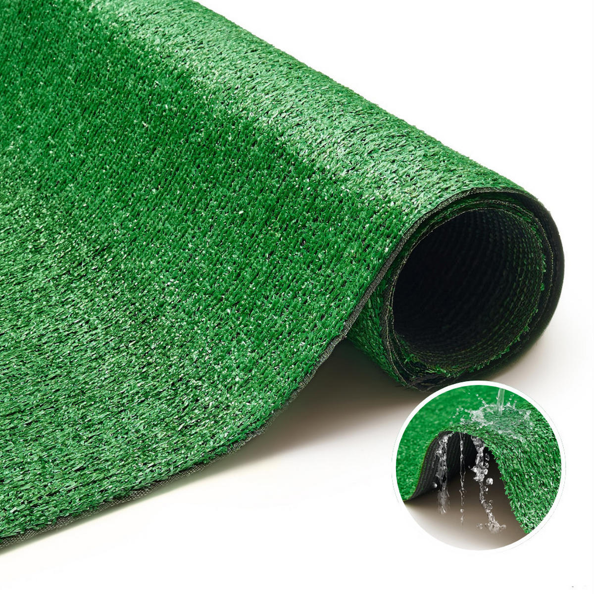 NATURAL 6 mm – Wetterfester Rasenteppich für Balkon & Terrasse, UV-beständig 200/950 cm - Grün, Textil (200/950cm) - Tapiso