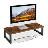 MONITORSTÄNDER Braun Schwarz 15x55x23 cm - Multicolor, Holzwerkstoff/Metall (23/55/15cm) - Relaxdays